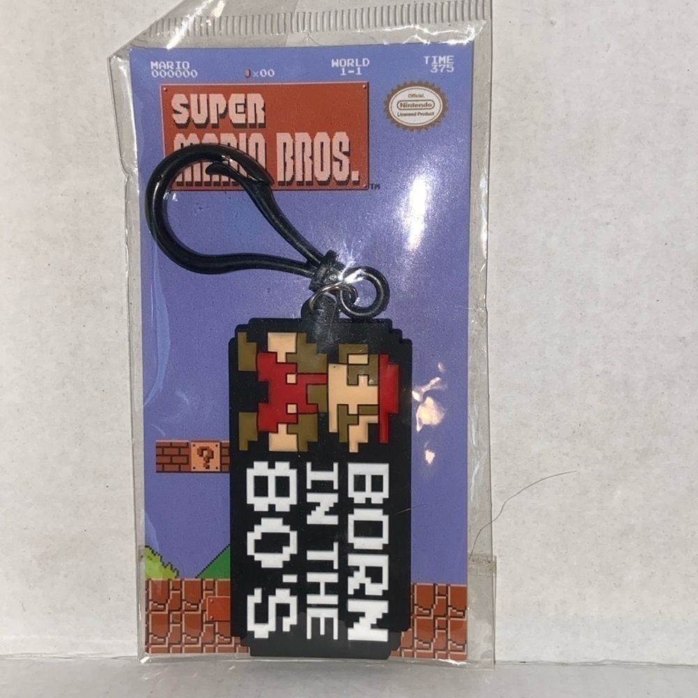 Nintendo Super Mario Bros. Brothers Born in the 80’s Keychain Bag Charm Tag NEW